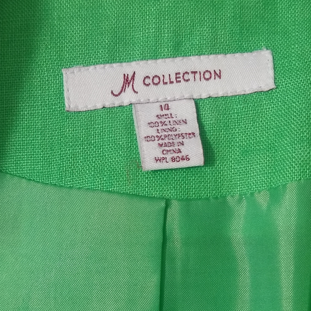 Plus Size M Collection Lime Green Drawstring Linen Jacket - Picture 16 of 16